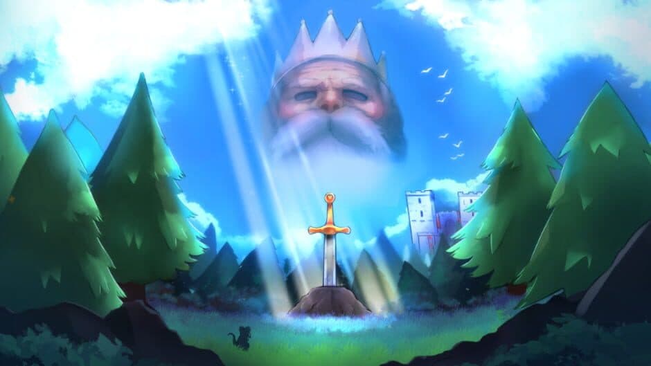 The one who pulls out the sword will be crowned king banner