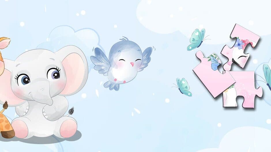 Cute animal jigsaw puzzle banner